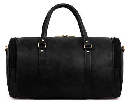 Black Antique Vegan Leather Duffel Bag