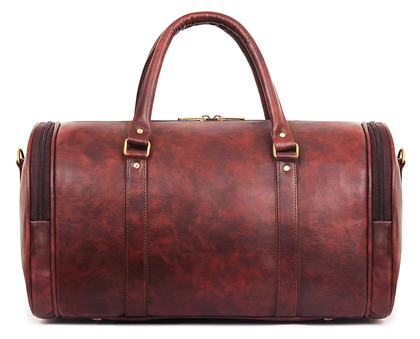 Brown Antique Vegan Leather Duffel Bag
