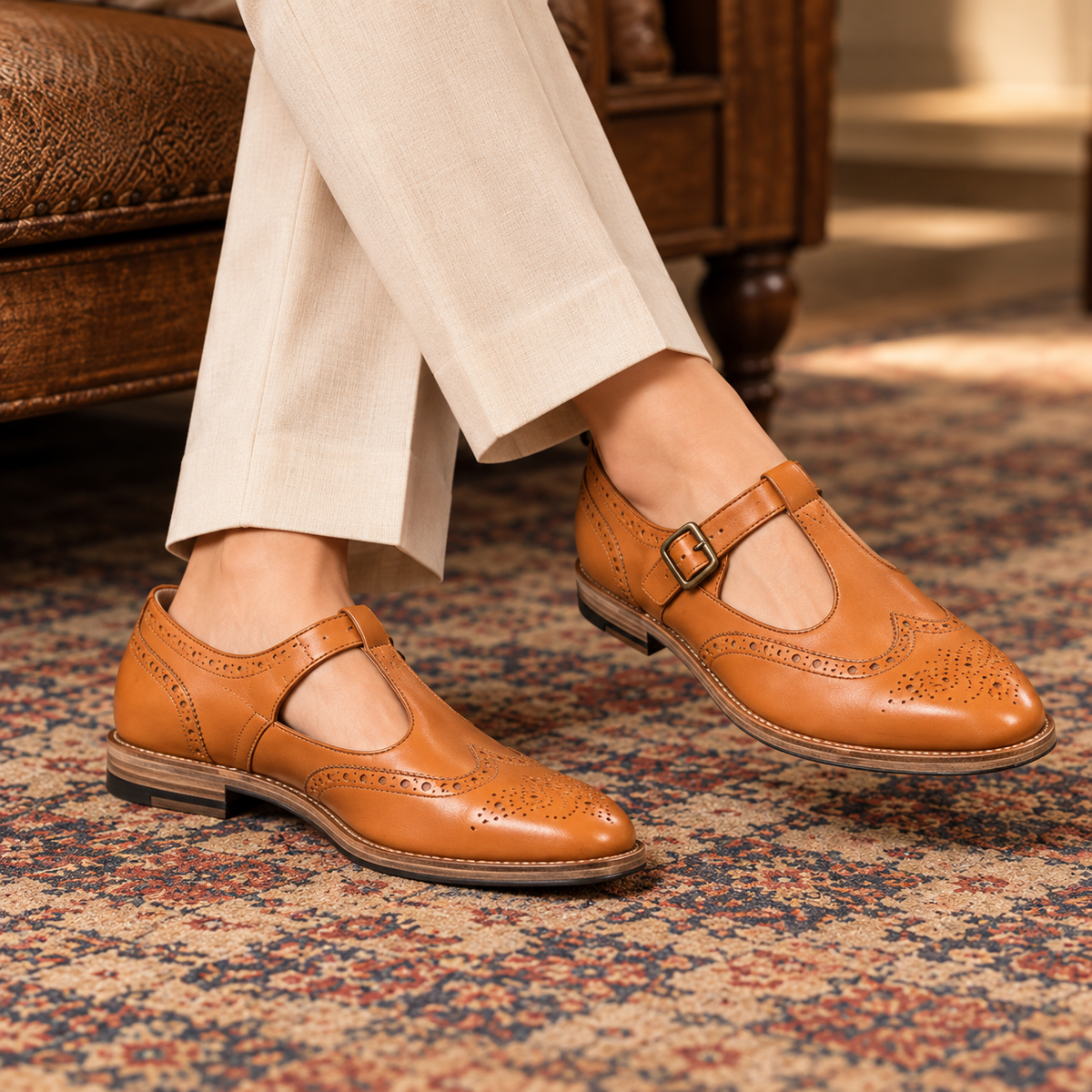 Darius Tan Brogue Sandal Shoe