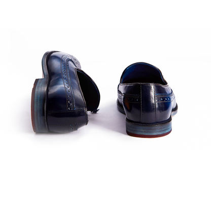 Edward Navy Blue Patina Tassel Loafer
