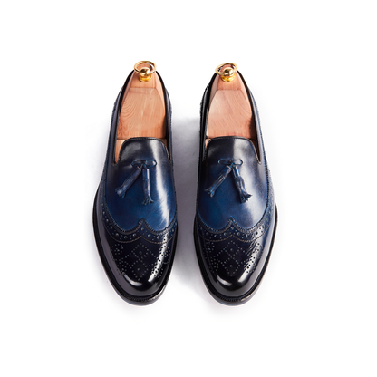 Edward Navy Blue Patina Tassel Loafer