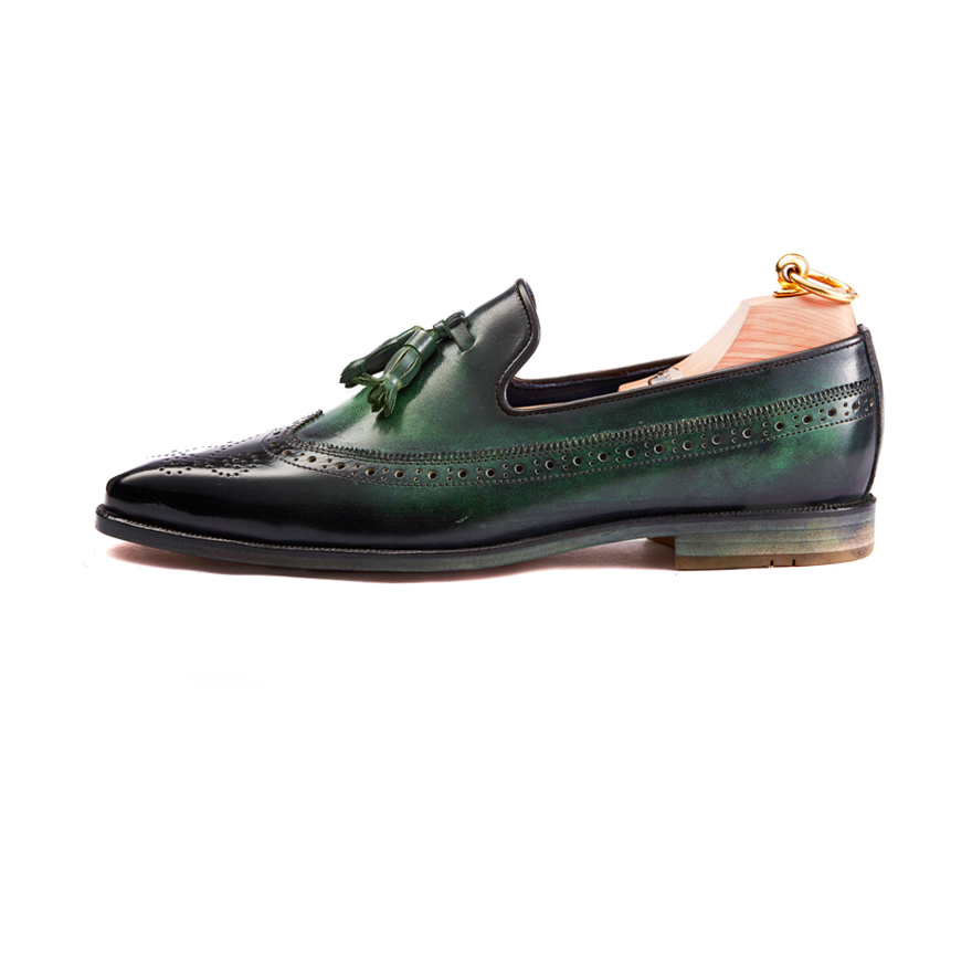 Edward Olive Green Patina Tassel Loafer