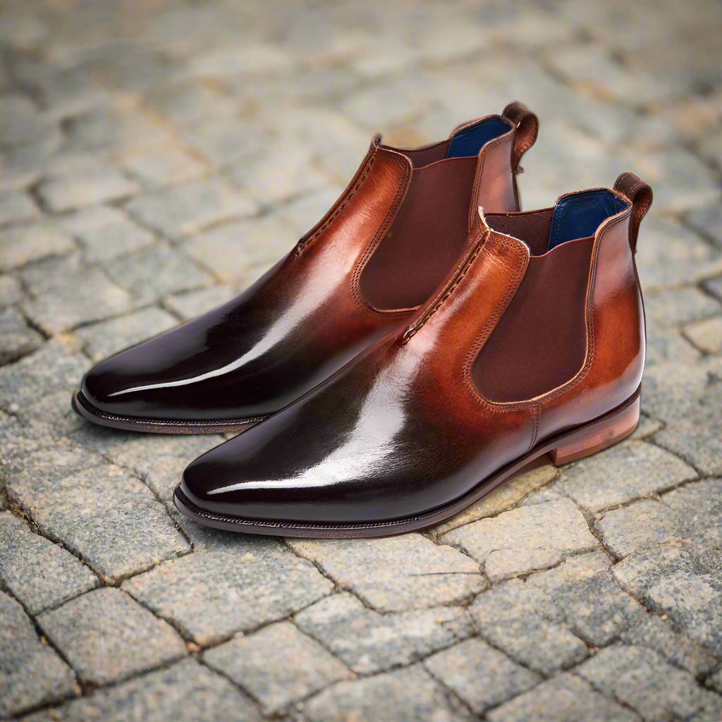⭐⭐⭐⭐⭐ Tan Leather Patina Finish Chelsea Boot Shoes for Men – The Royale ...