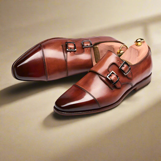 Alois Tan Toecap Double Monk Strap