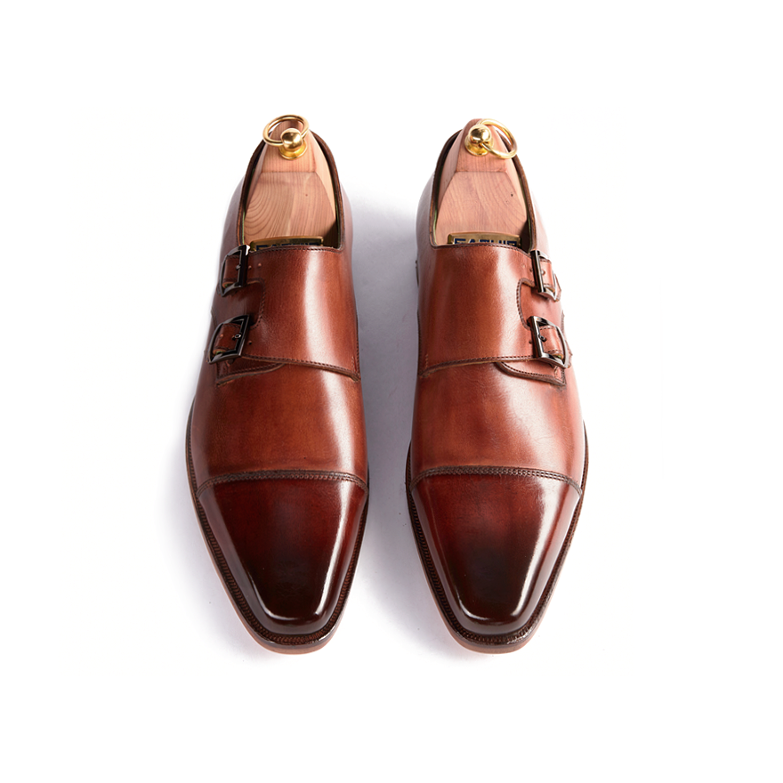 Alois Tan Toecap Double Monk Strap