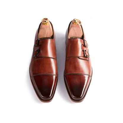 Alois Tan Toecap Double Monk Strap