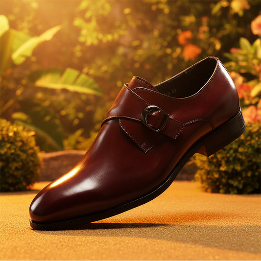 Hemsworth Burgundy Single Monk Strap