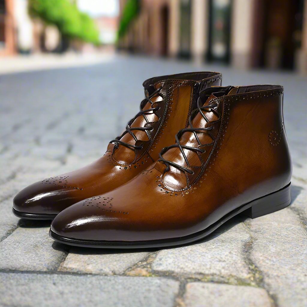 Zyan Tan Brown Lace Up Boot