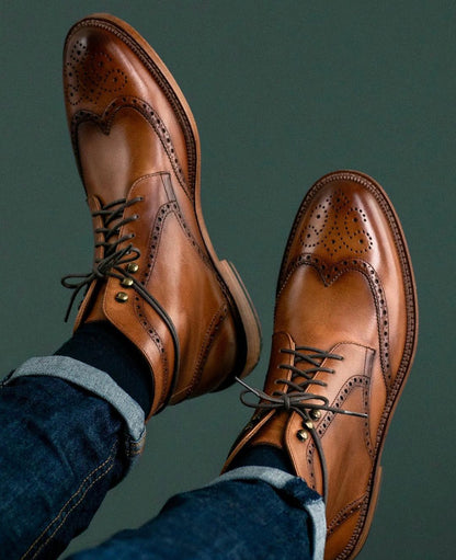 Robert Honey Tan Leather Military Lace Up Boot