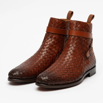 Samuel Tan Leather Braided Jodhpuri Boot