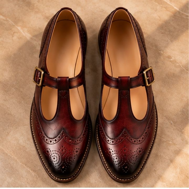 Darius Burgundy Brogue Sandal Shoe