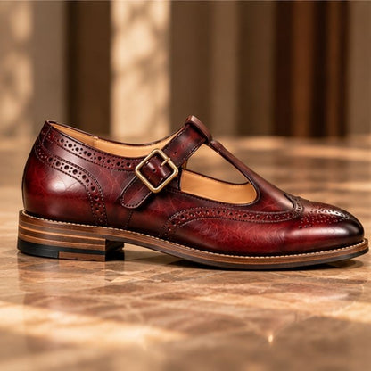 Darius Burgundy Brogue Sandal Shoe