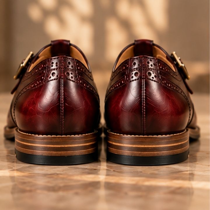 Darius Burgundy Brogue Sandal Shoe