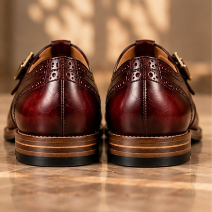 Darius Burgundy Brogue Sandal Shoe