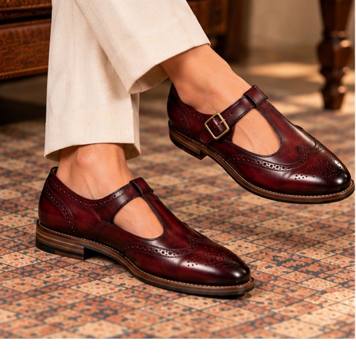 Darius Burgundy Brogue Sandal Shoe