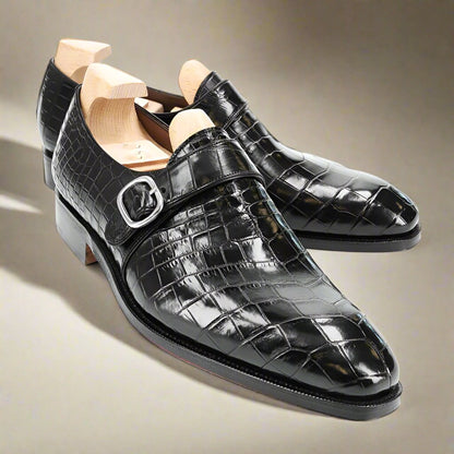 Arlo Black Alligator Monkstrap - Main Image