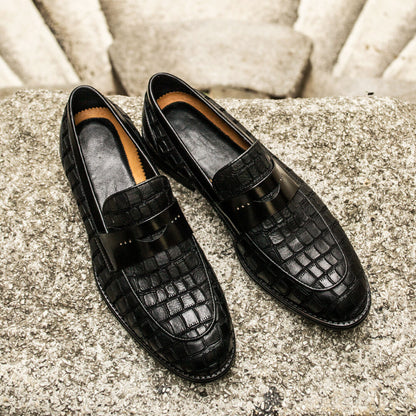 Roman Black Leather Penny Loafer