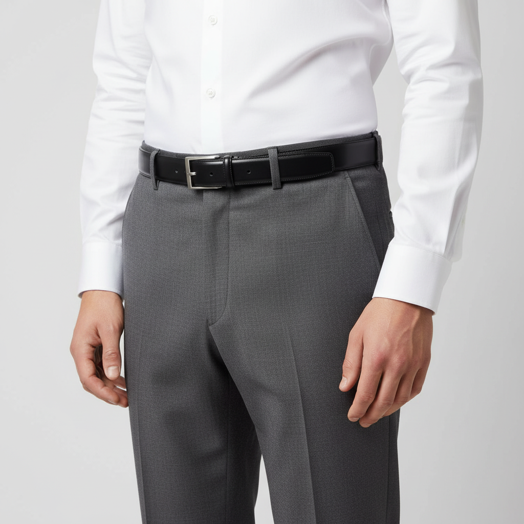 Black Italian Leather Belt