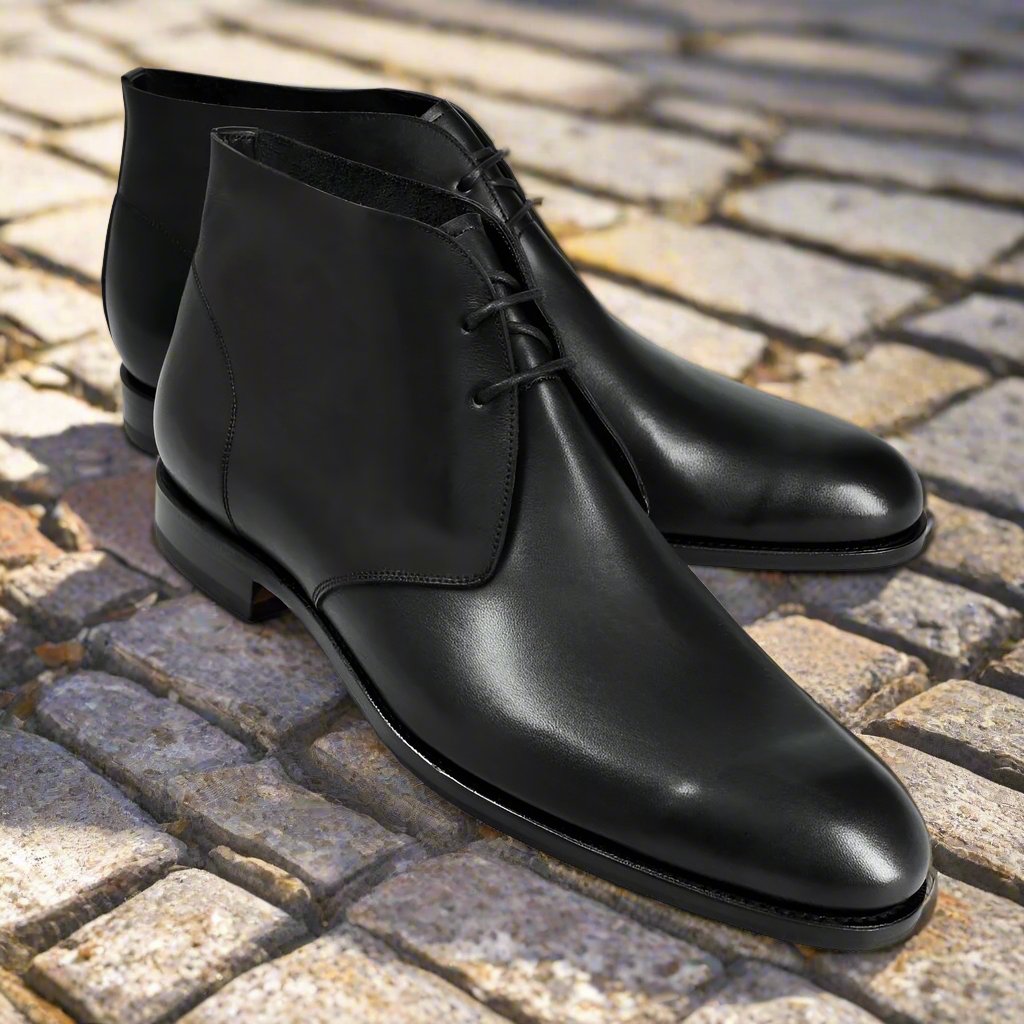 Black Leather Chukka Boot for Men