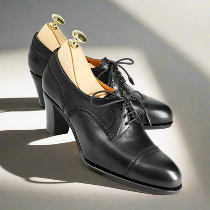 Alexandra Black Derby Heel for Women