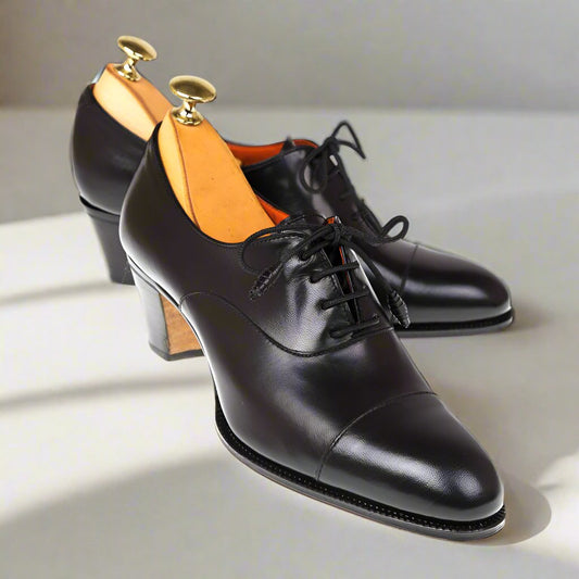 Agnes Black Toecap Oxford Heel for Women