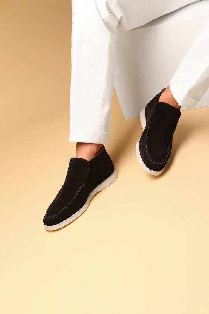 Noel Black Suede Long Loafer