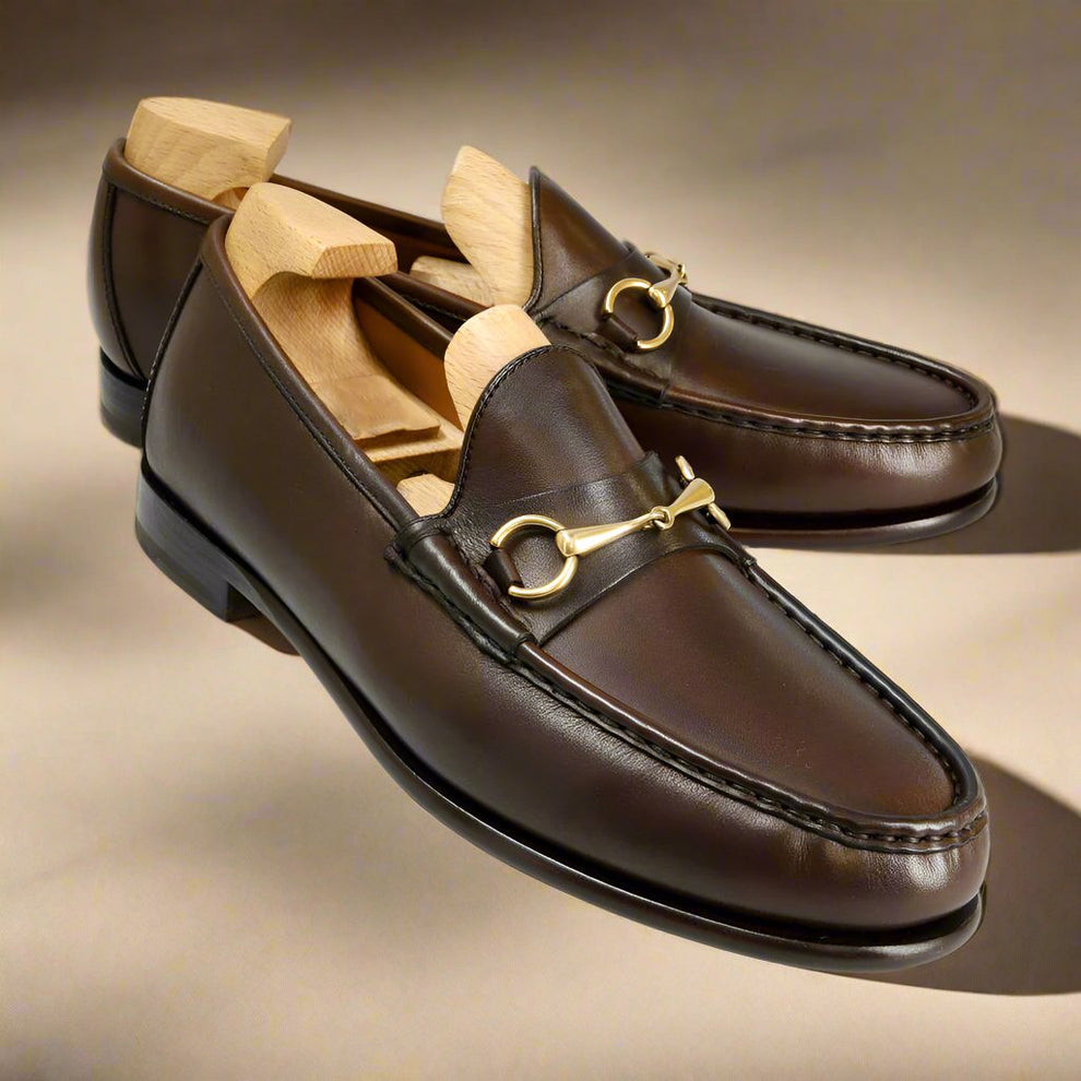 MEN'S LOAFER WITH HORSEBIT IN BLACK MONOGRAM JACQUARD FABRIC