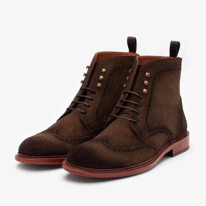 Robert Brown Suede Leather Military Lace Up Boot