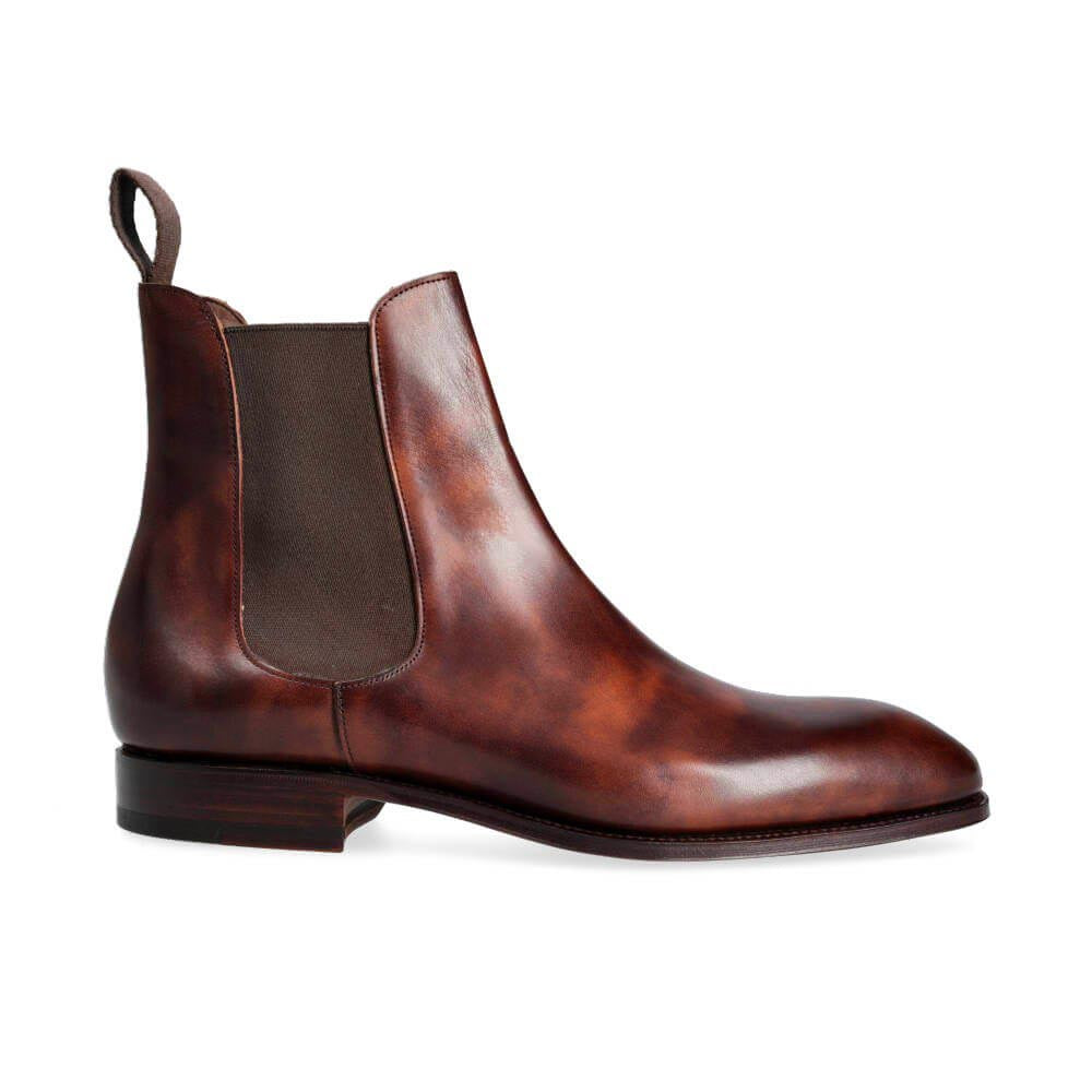 Tan Patina Leather Chelsea Boot for Men | The Royale Peacock ⭐⭐⭐⭐⭐