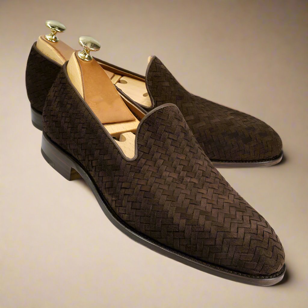 Aaron Brown Suede Braided Slip-on Loafer