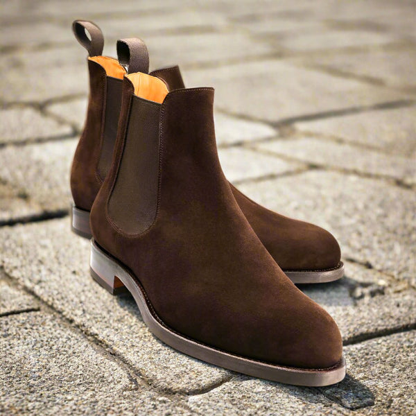 Maruti Fallon Dark Brown Leopard Glitter Suede Chelsea Boots