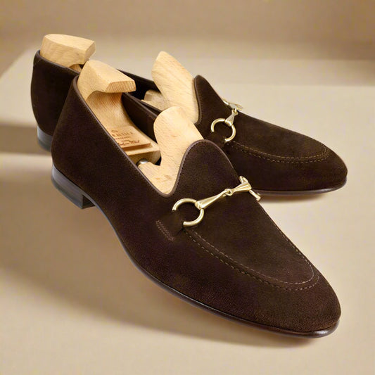 Chester Dark Brown Suede Horsebit Loafer