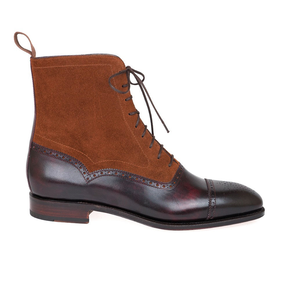 Hudson Tan Suede & Burgundy Patina Lace Up Boot