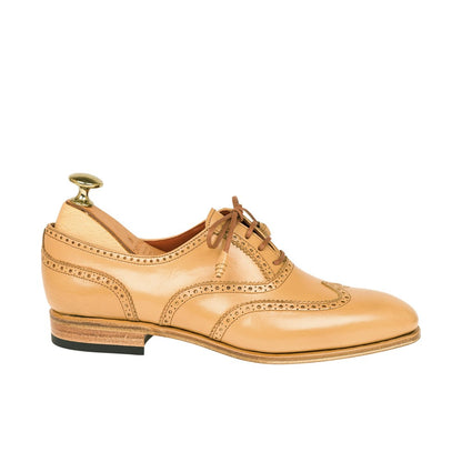 Ivy Beige Leather Wingtip Oxford for Women