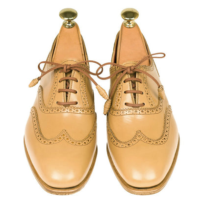 Ivy Beige Leather Wingtip Oxford for Women