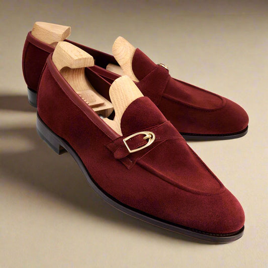Elliot Burgundy Suede Monk Loafer