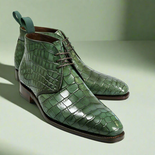 Eric Emerald Green Alligator Print Chukka Boot