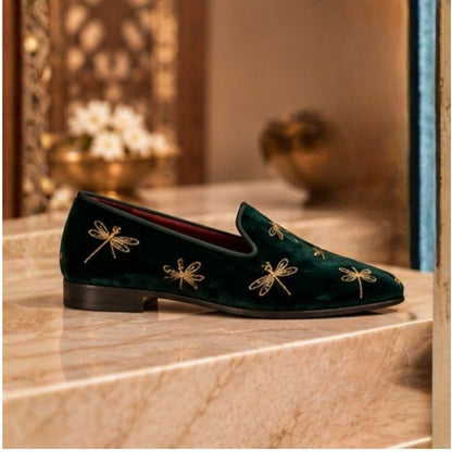 Kaveh Emerald Green Embroidered Loafer