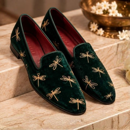 Kaveh Emerald Green Embroidered Loafer