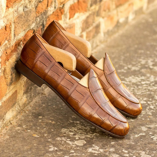 Morgan Tan Croco Print Slip-on Loafer