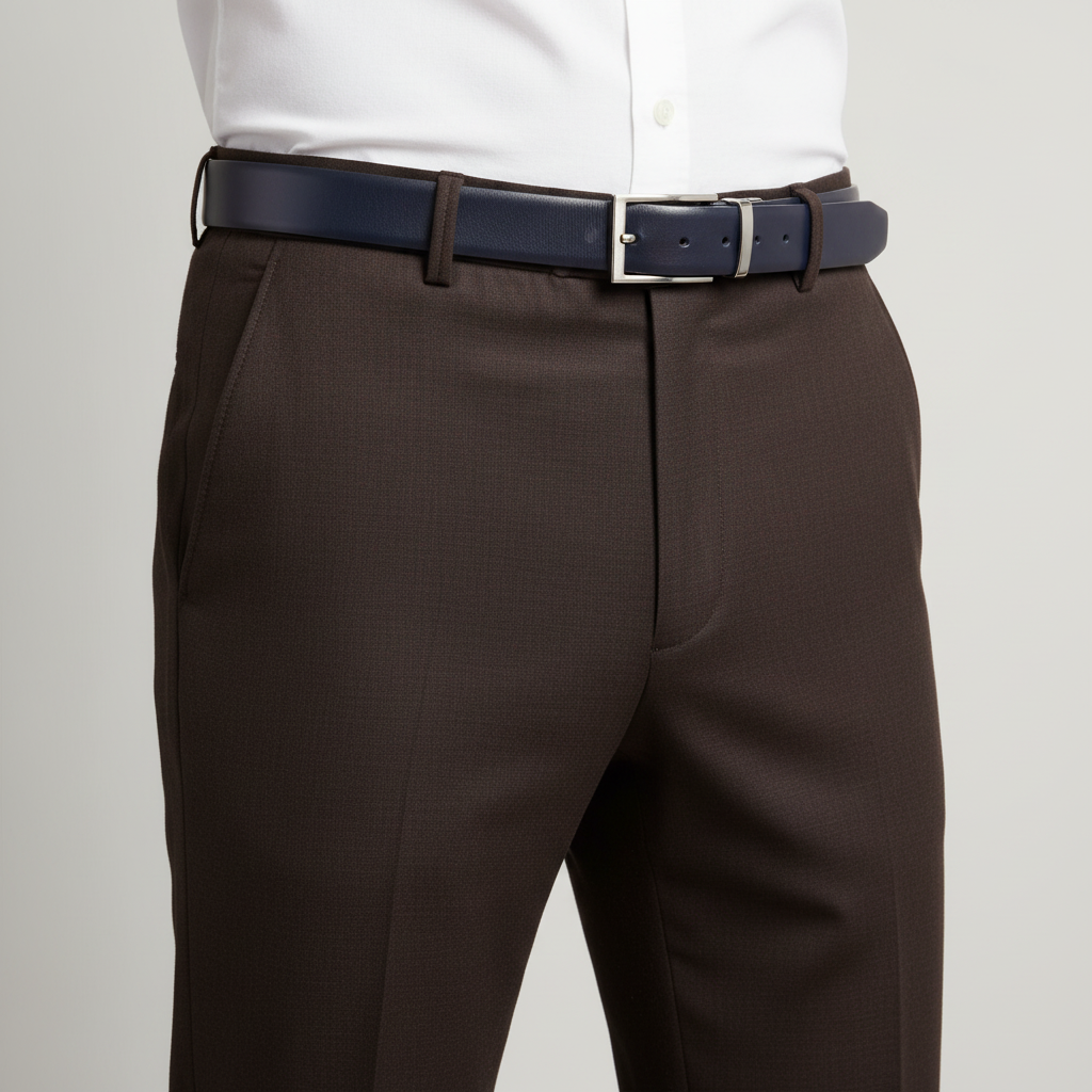 Navy Blue Italian Leather Belt