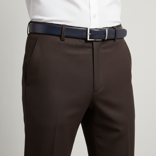 Navy Blue Italian Leather Belt