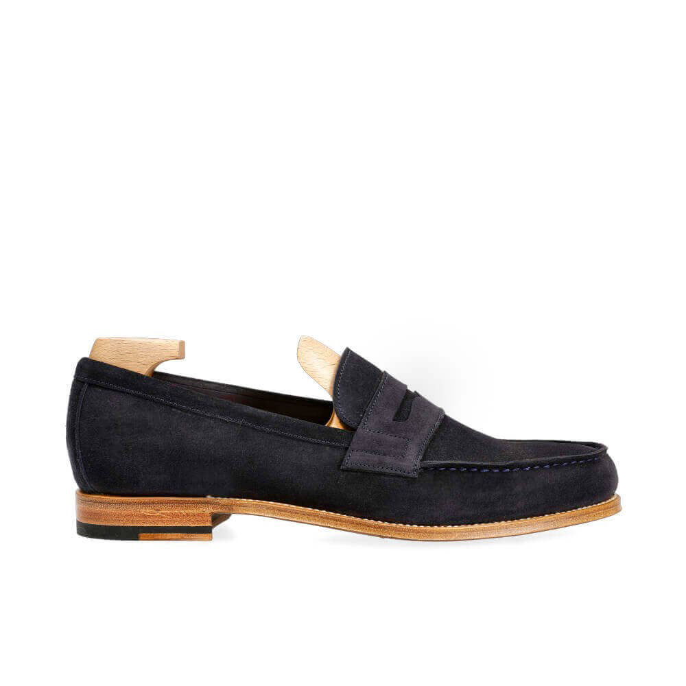Jake Navy Blue Suede Penny Loafer