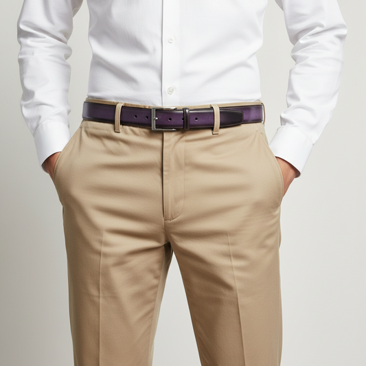 Purple Italian Leather Belt