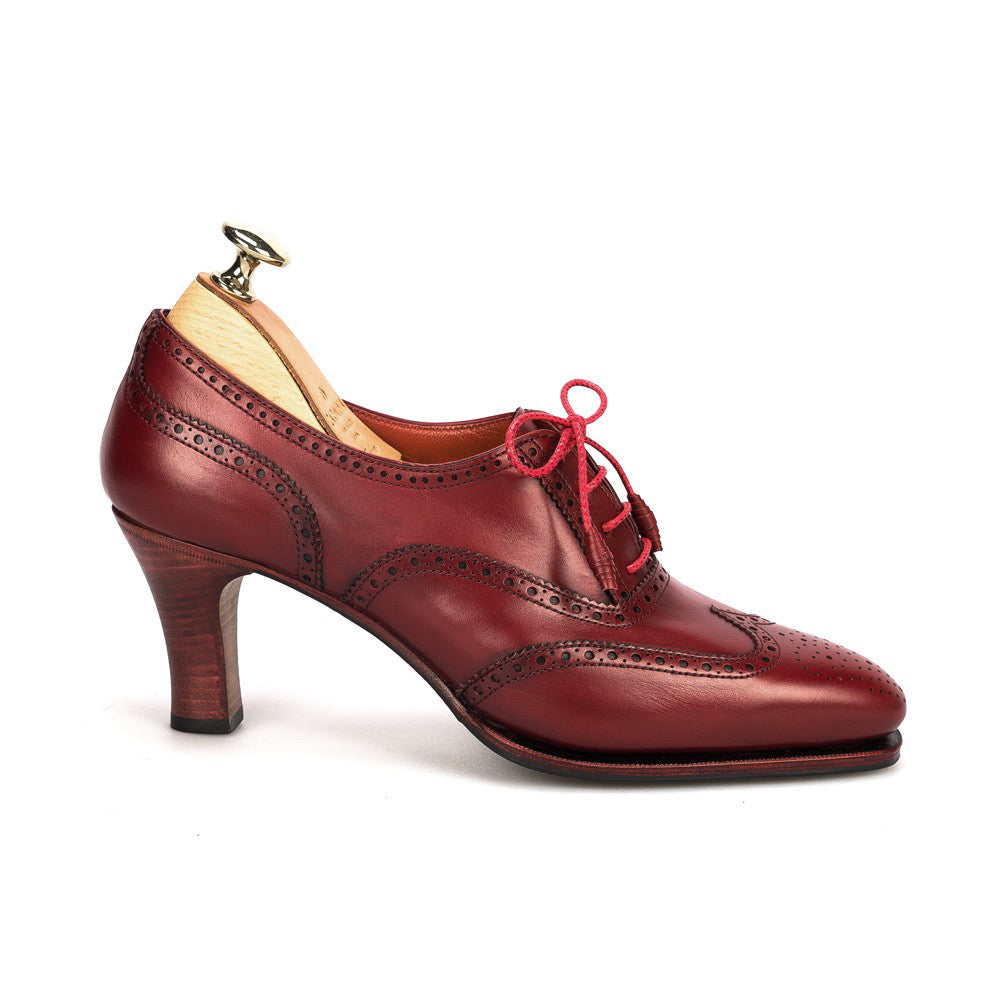 Cherry Red Leather Lace Up Oxford Heel Shoes for Women ⭐⭐⭐⭐⭐ – The ...