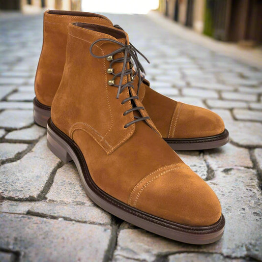 Leo Tan Suede Lace Up Boot