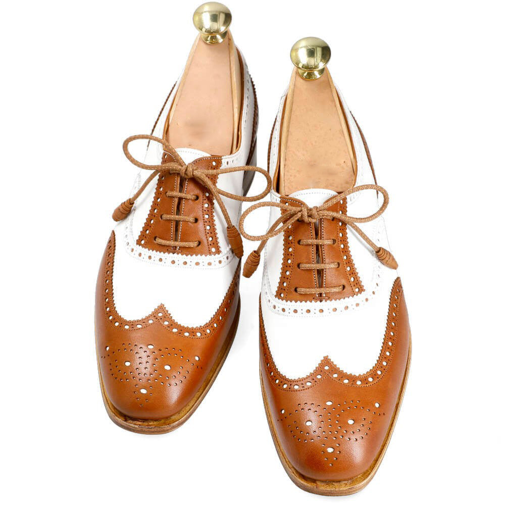 Hannah White & Tan Wingtip for Women