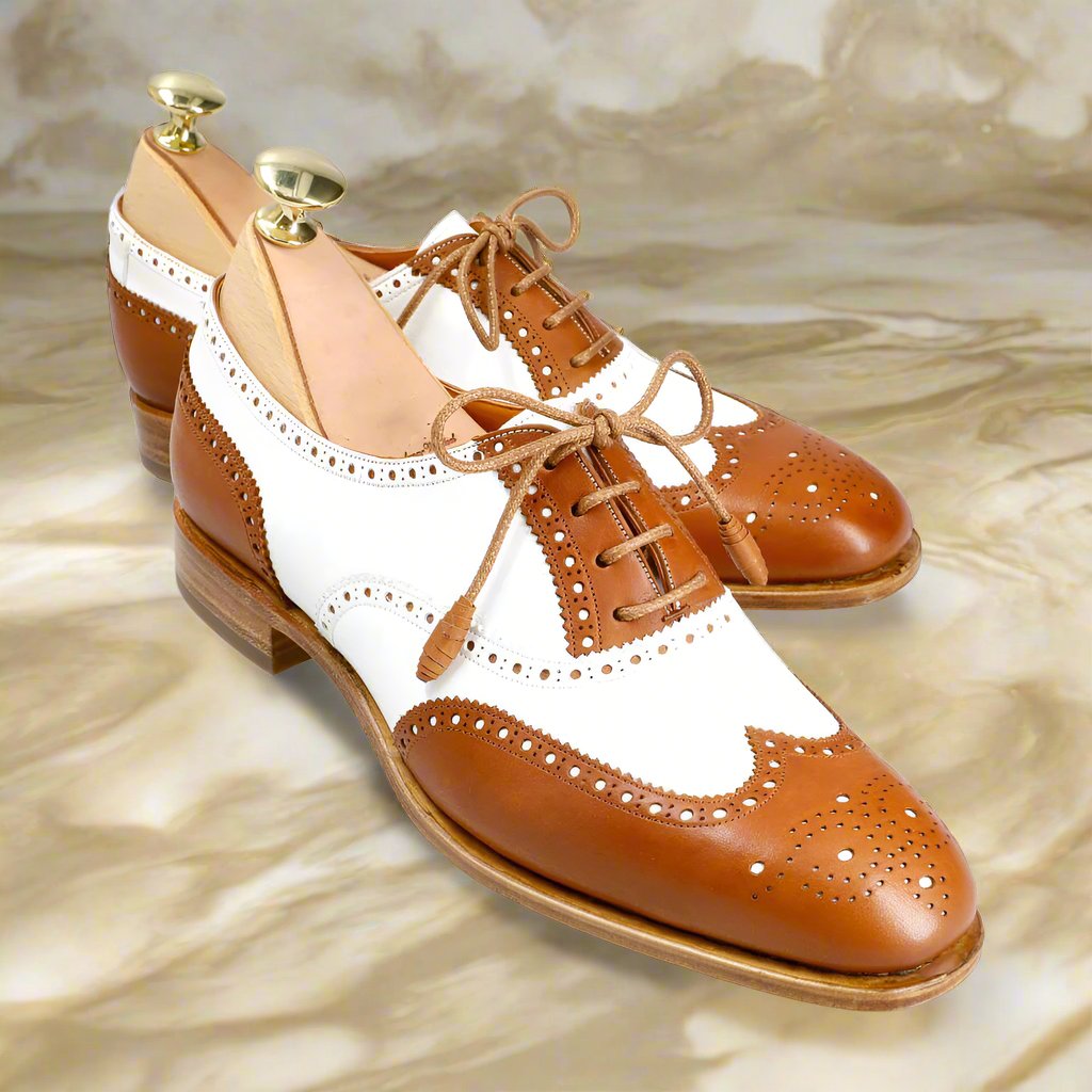 Hannah White & Tan Wingtip for Women