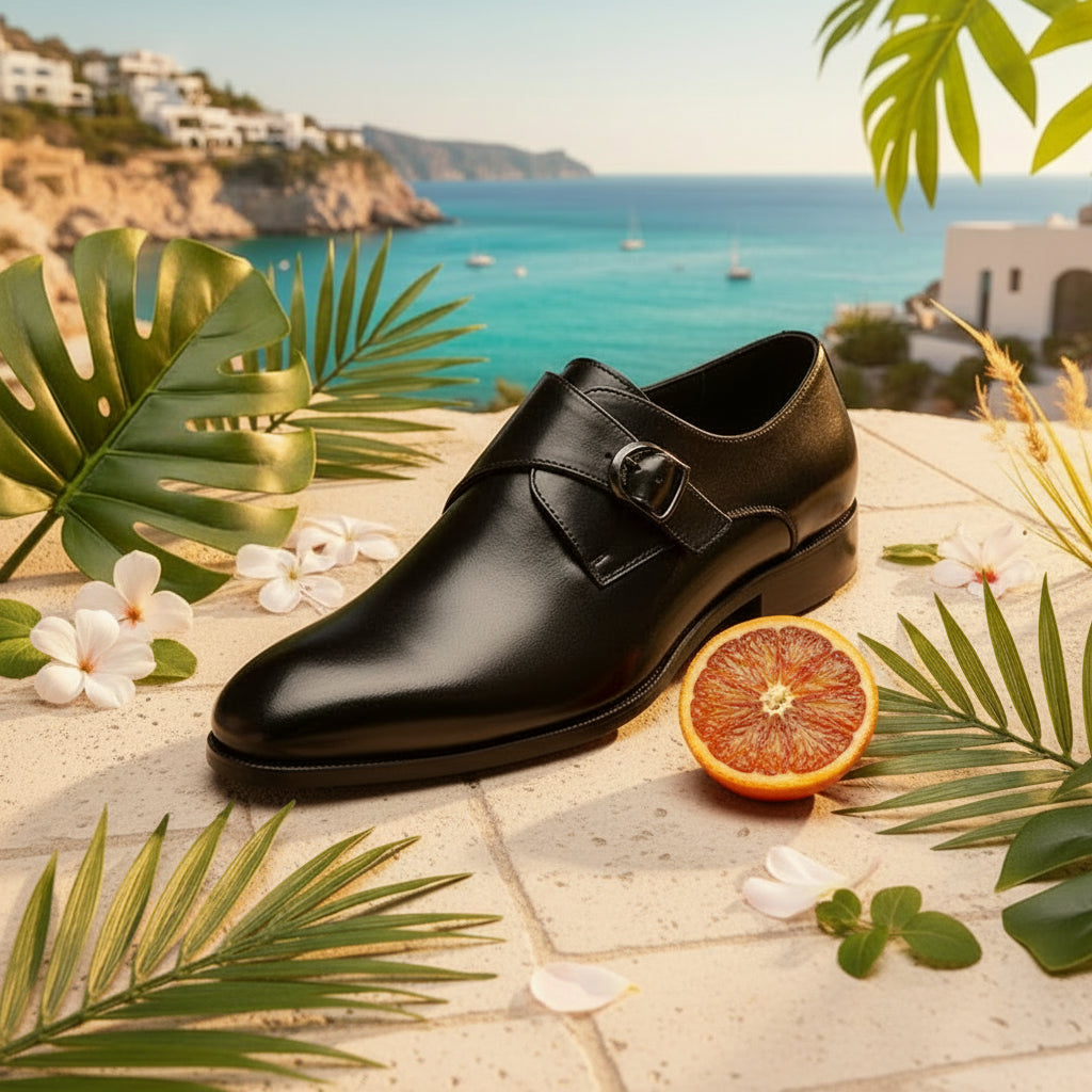 Hemsworth Black Single Monk Strap