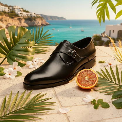 Hemsworth Black Single Monk Strap